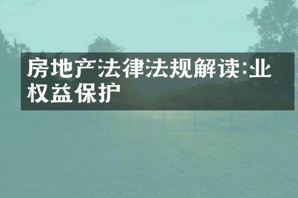 房地产法律法规解读:业主权益保护
