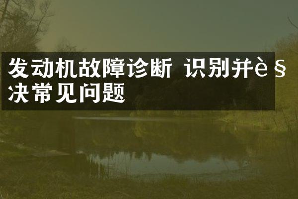 发动机故障诊断 识别并解决常见问题