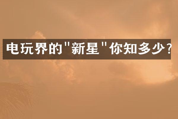 电玩界的"新星"你知多少?