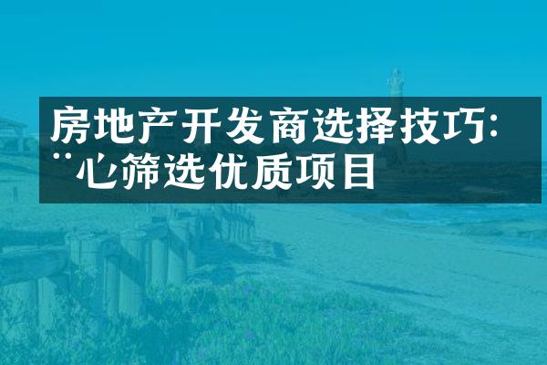 房地产开发商选择技巧:用心筛选优质项目