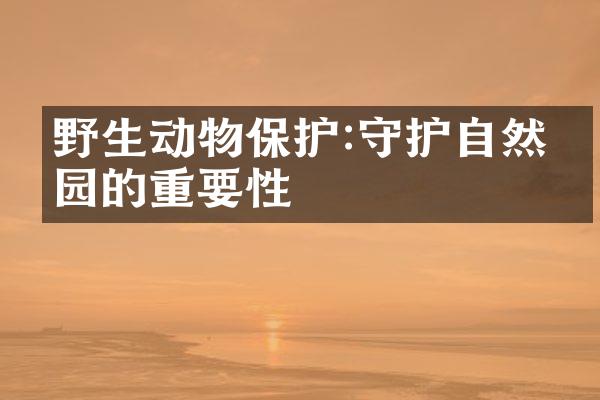 野生动物保护:守护自然家园的重要性