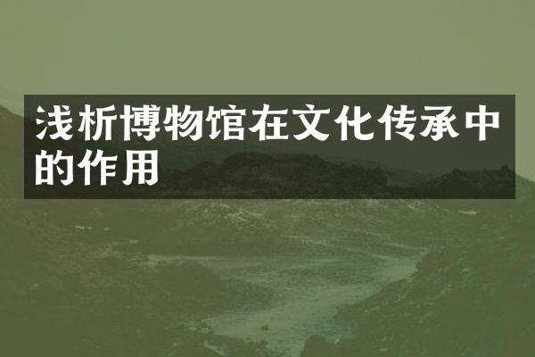 浅析博物馆在文化传承中的作用