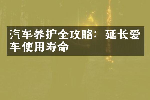 汽车养护全攻略：延长爱车使用寿命