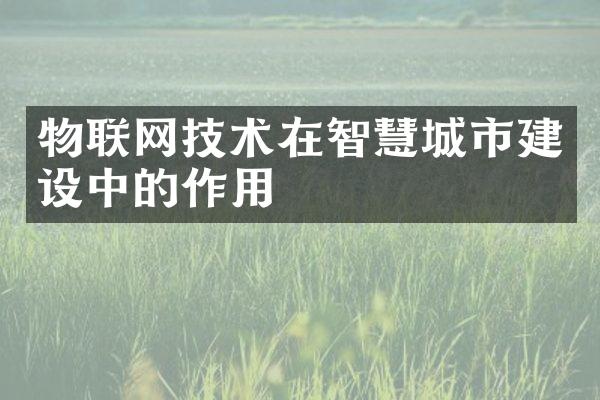 物联网技术在智慧城市建设中的作用
