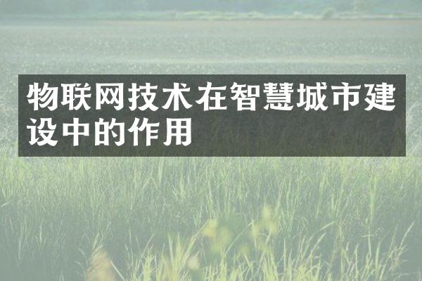 物联网技术在智慧城市建设中的作用