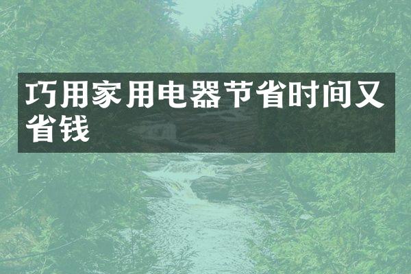 巧用家用电器节省时间又省钱