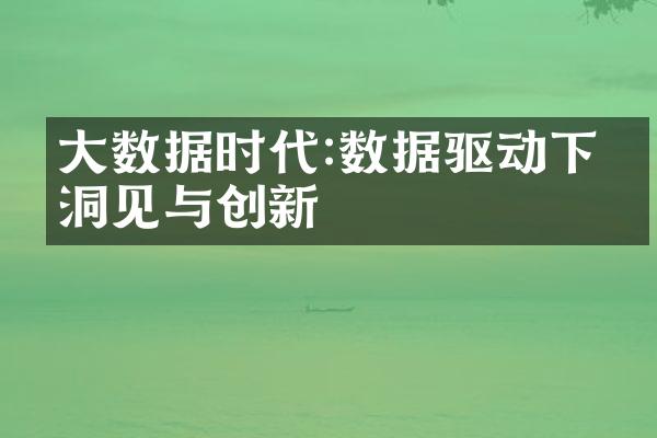大数据时代:数据驱动下的洞见与创新