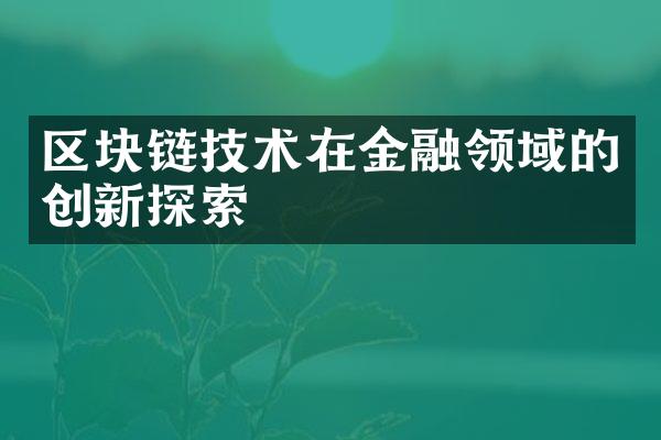 区块链技术在金融领域的创新探索