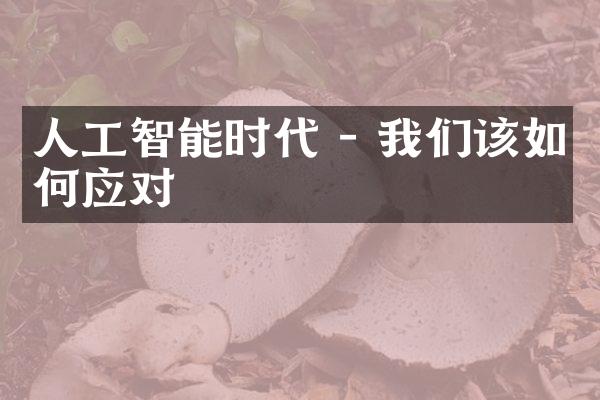 人工智能时代 - 我们该如何应对
