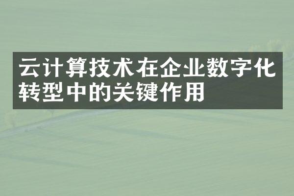 云计算技术在企业数字化转型中的关键作用