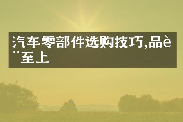 汽车零部件选购技巧,品质至上
