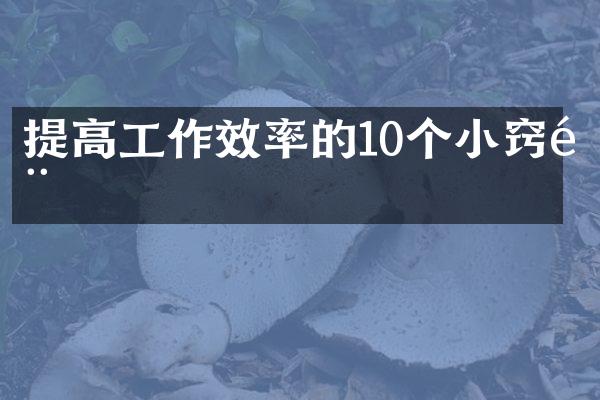 提高工作效率的10个小窍门