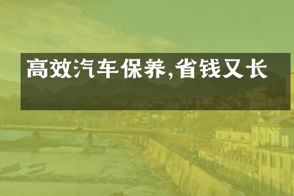 高效汽车保养,省钱又长寿