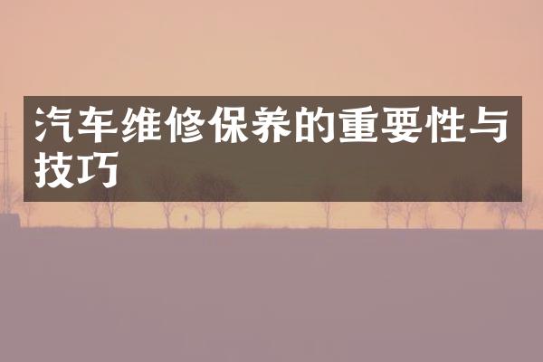 汽车维修保养的重要性与技巧