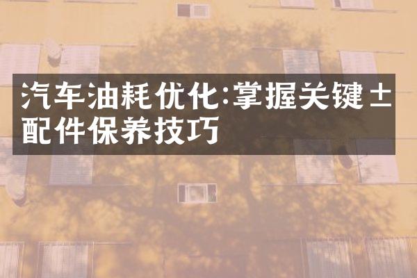 汽车油耗优化:掌握关键汽配件保养技巧
