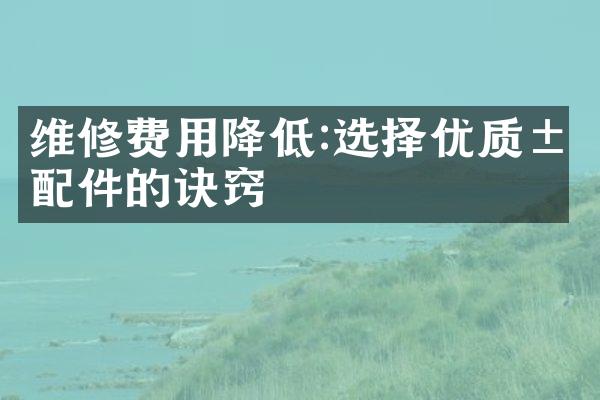 维修费用降低:选择优质汽配件的诀窍