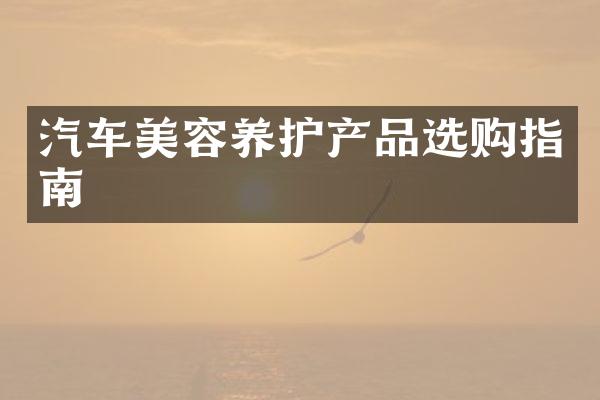 汽车美容养护产品选购指南