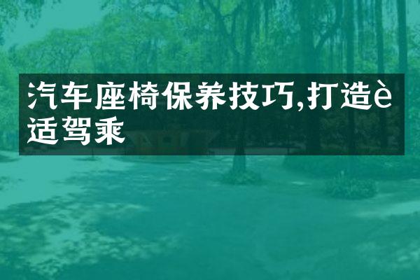 汽车座椅保养技巧,打造舒适驾乘