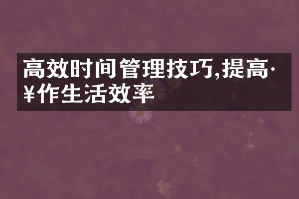 高效时间管理技巧,提高工作生活效率