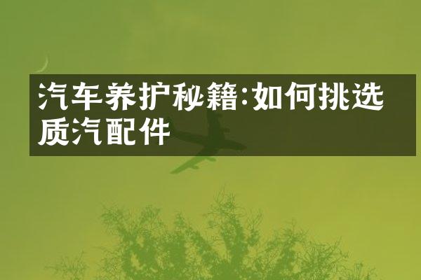 汽车养护秘籍:如何挑选优质汽配件