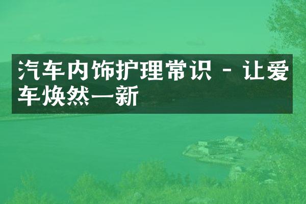 汽车内饰护理常识 - 让爱车焕然一新