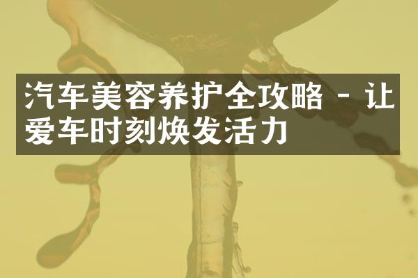 汽车美容养护全攻略 - 让爱车时刻焕发活力
