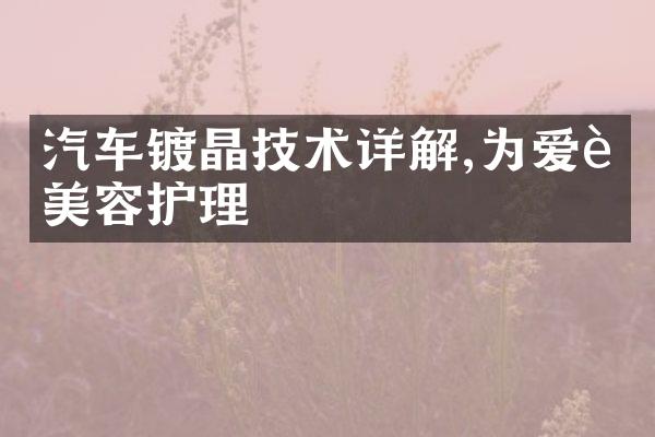 汽车镀晶技术详解,为爱车美容护理