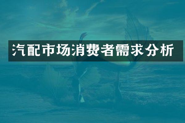 汽配市场消费者需求分析