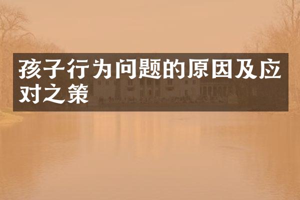 孩子行为问题的原因及应对之策