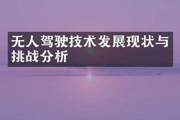 无人驾驶技术发展现状与挑战分析