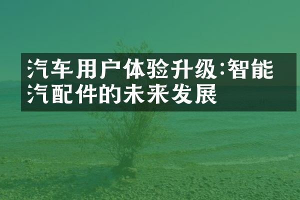 汽车用户体验升级:智能化汽配件的未来发展