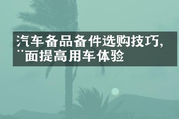 汽车备品备件选购技巧,全面提高用车体验
