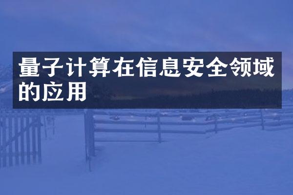 量子计算在信息安全领域的应用