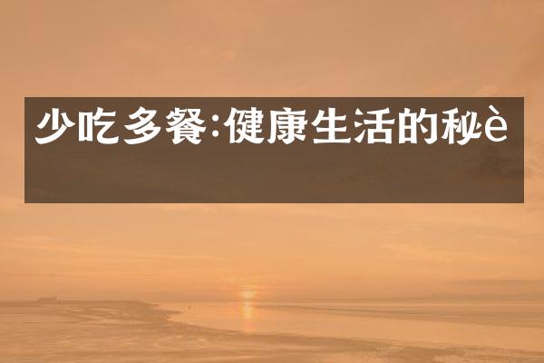 少吃多餐:健康生活的秘诀
