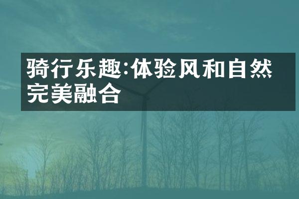 骑行乐趣:体验风和自然的完美融合