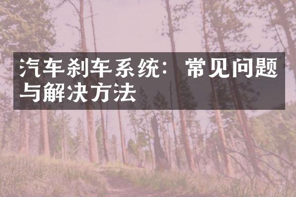 汽车刹车系统：常见问题与解决方法