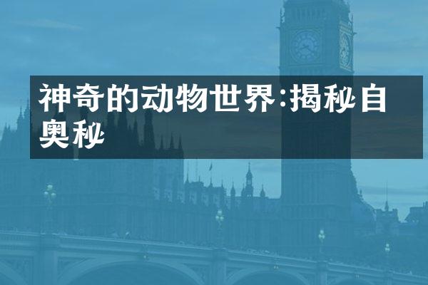 神奇的动物世界:揭秘自然奥秘