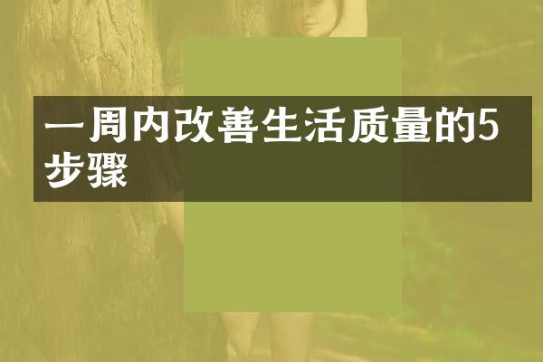 一周内改善生活质量的5个步骤