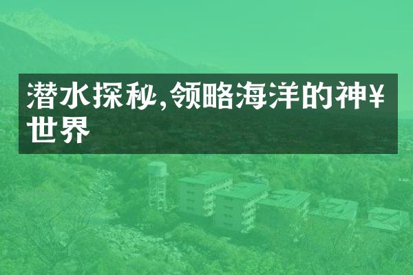 潜水探秘,领略海洋的神奇世界