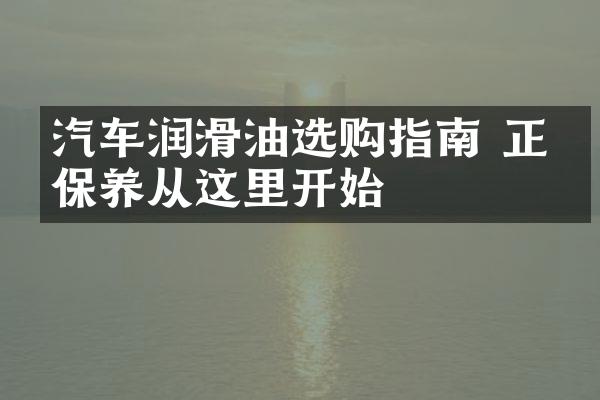 汽车润滑油选购指南 正确保养从这里开始