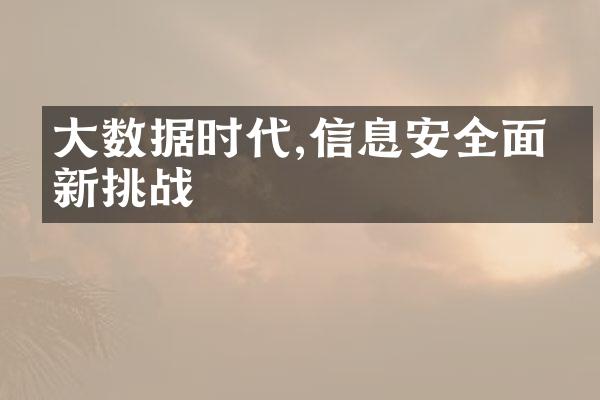 大数据时代,信息安全面临新挑战
