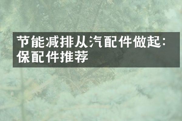 节能减排从汽配件做起:环保配件推荐