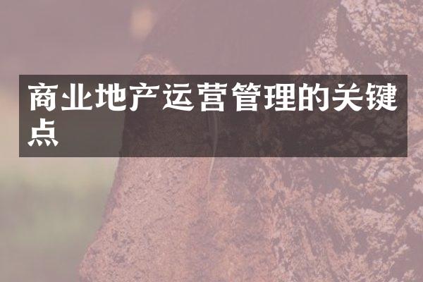 商业地产运营管理的关键点