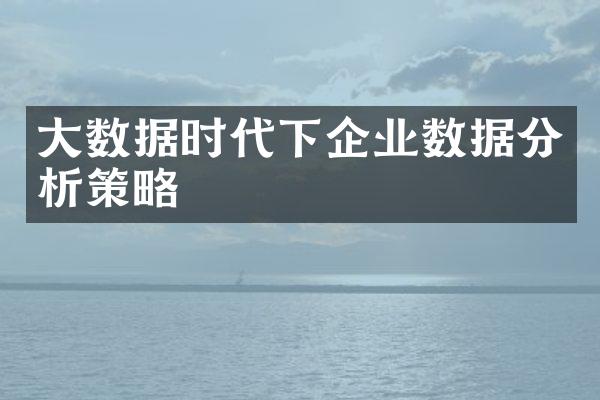 大数据时代下企业数据分析策略