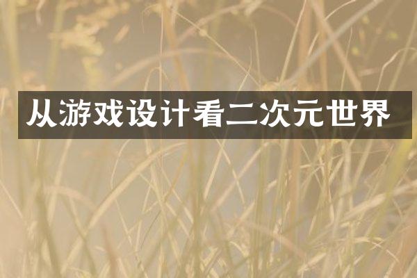 从游戏设计看二次元世界