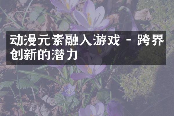 动漫元素融入游戏 - 跨界创新的潜力