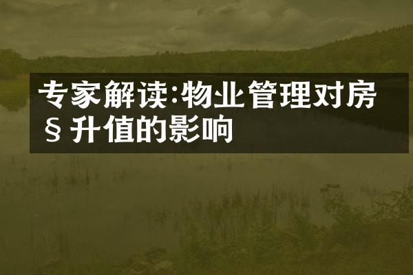 专家解读:物业管理对房产升值的影响