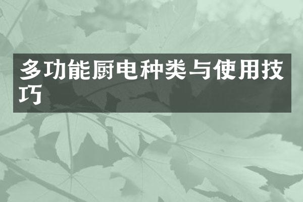 多功能厨电种类与使用技巧