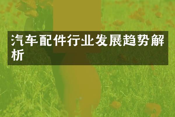 汽车配件行业发展趋势解析