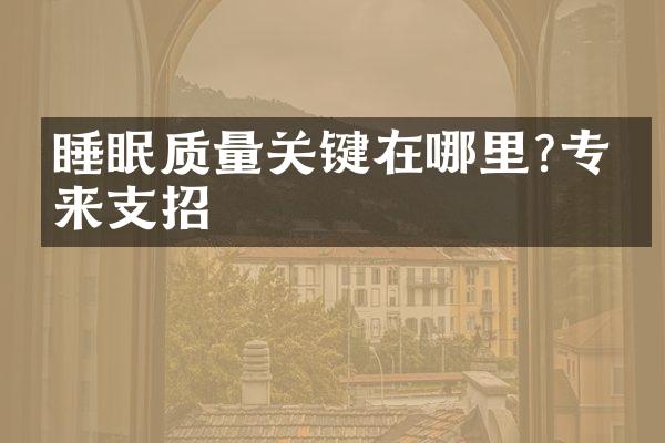 睡眠质量关键在哪里?专家来支招